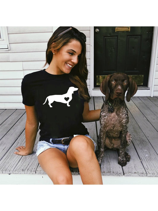 Women's Dachshund Dog Print Women T-Shirt