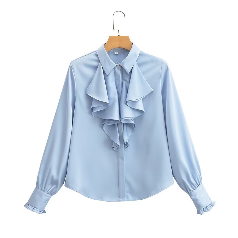 lovevop Lizakosht Fashion Summer Frill Women's Shirts Blouse Female Chic Long Sleeve Blouses Tops Casual Ladies Shirts and Blouses New