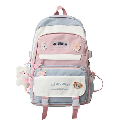 maoxiangshop - Fashion Women Backpack Multilayer Large Capacity School Bag For Girls Cute Pendant Shoulder Bags Waterproof Travel backpacks