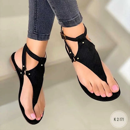 lovevop-Women Sandals  Summer Outdoor Beach Flip-flop Sandals Solid Fashion Gladiator Sandals Women Flats Casual Ladies Shoes