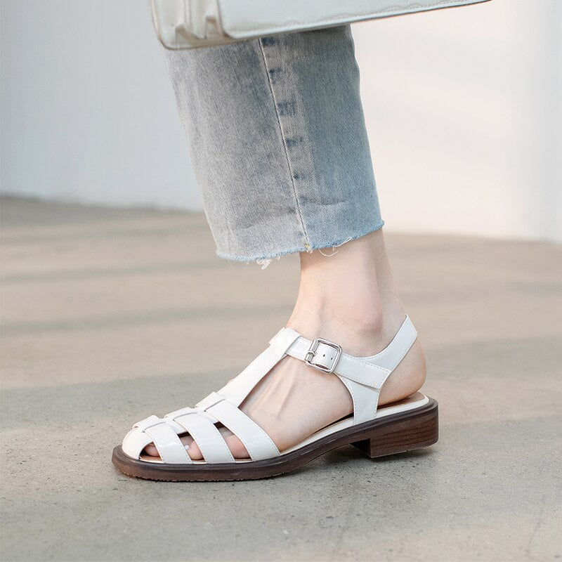 lovevop  new Women sandals natural leather 22-25cm cowhide+pigskin+sheepskin full leather Vintage Roman sandals fashion women shoes