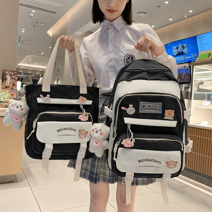 maoxiangshop - Fashion Women Backpack Multilayer Large Capacity School Bag For Girls Cute Pendant Shoulder Bags Waterproof Travel backpacks