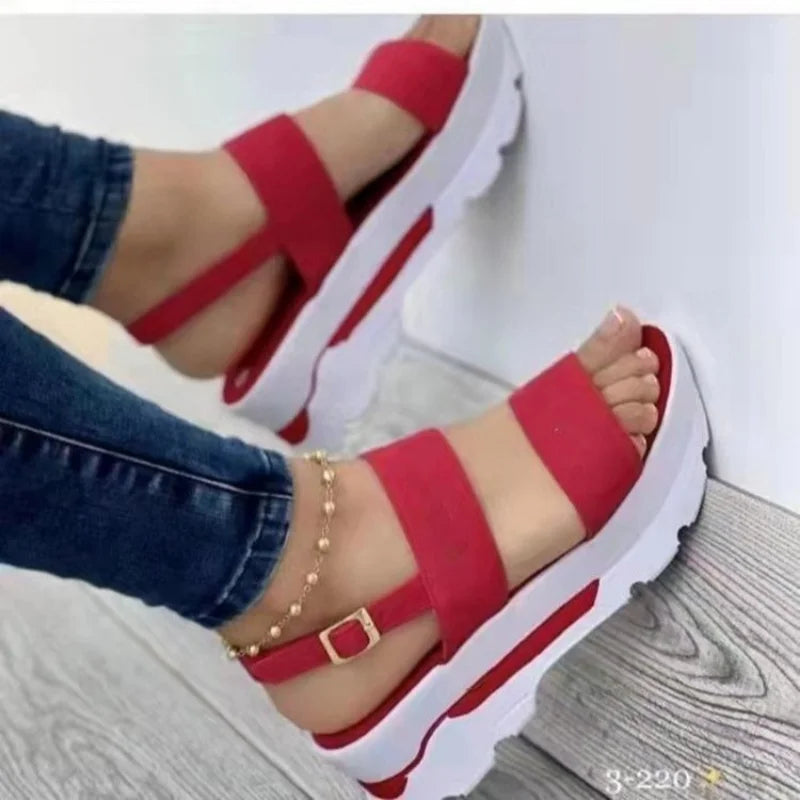 lovevop-Women Comfortable Outdoor Sandals Casual Plus Size Slippers Round on Plus Size Wedge Shoes Sandalias Mujer