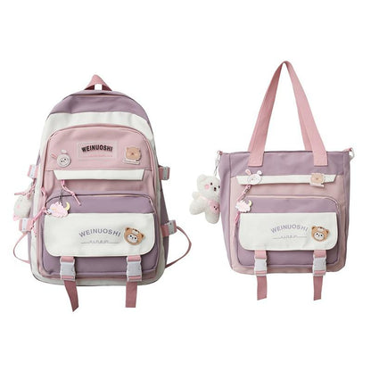 maoxiangshop - Fashion Women Backpack Multilayer Large Capacity School Bag For Girls Cute Pendant Shoulder Bags Waterproof Travel backpacks