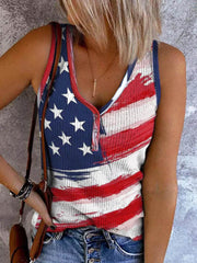 Women's American Flag   Novelty Strips and Stars Tees Camisole