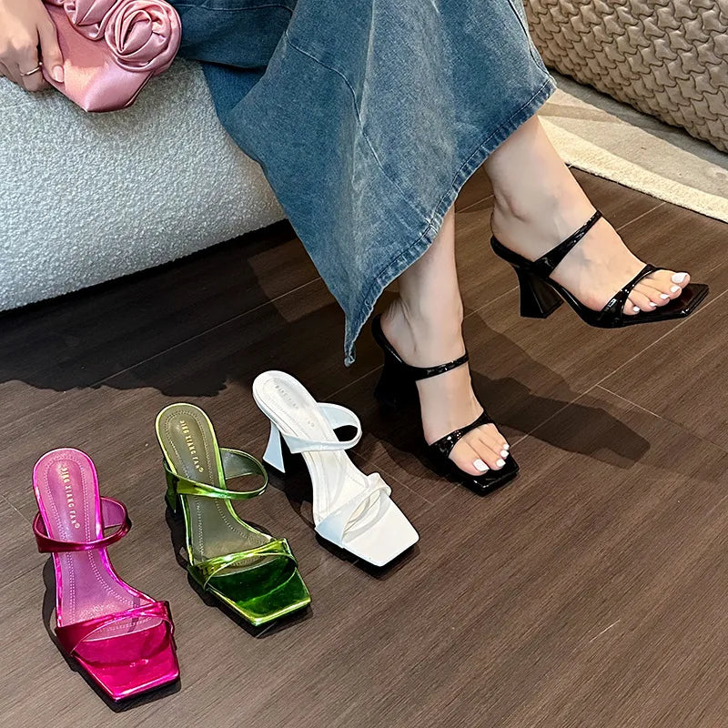 lovevop-Designer Sandals New High Heels Summer New  Chunky Heel Women Shoes Sexy Luxury Party Dress Shoes Brand Women's Slippers