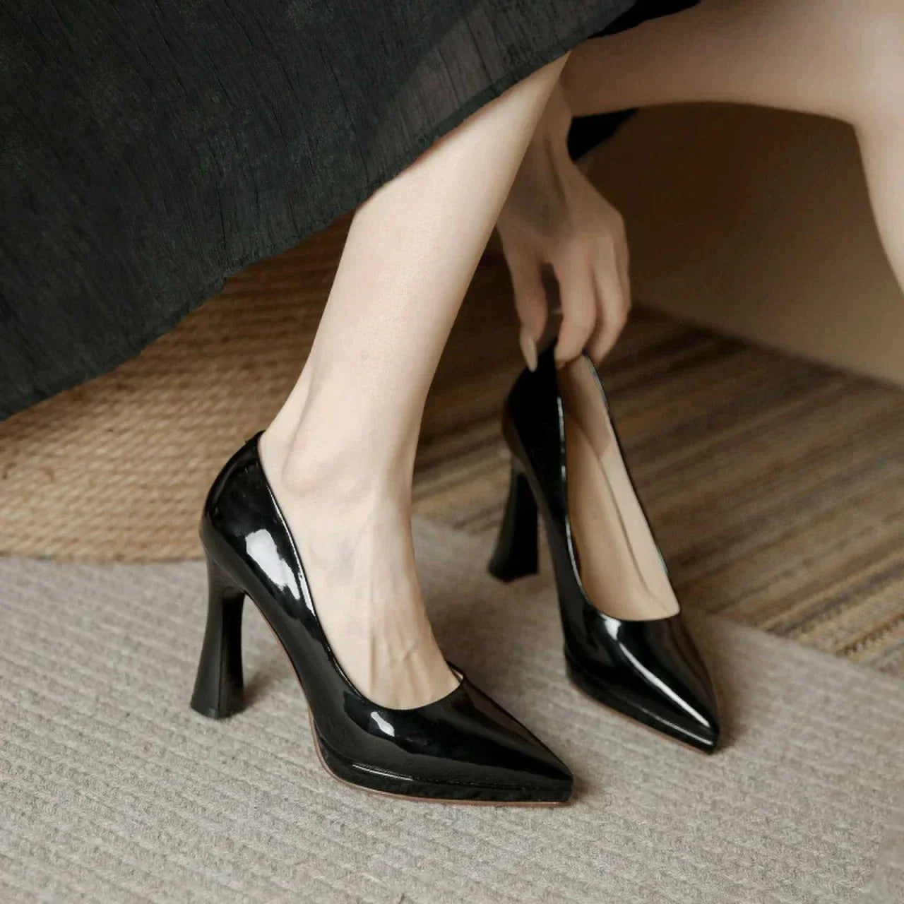 lovevop-Super High Heel Pointed Shallow Patent Leather High Heels Fashion Elegant Shoes Women Thin Heel Platform Work Shoes Pumps