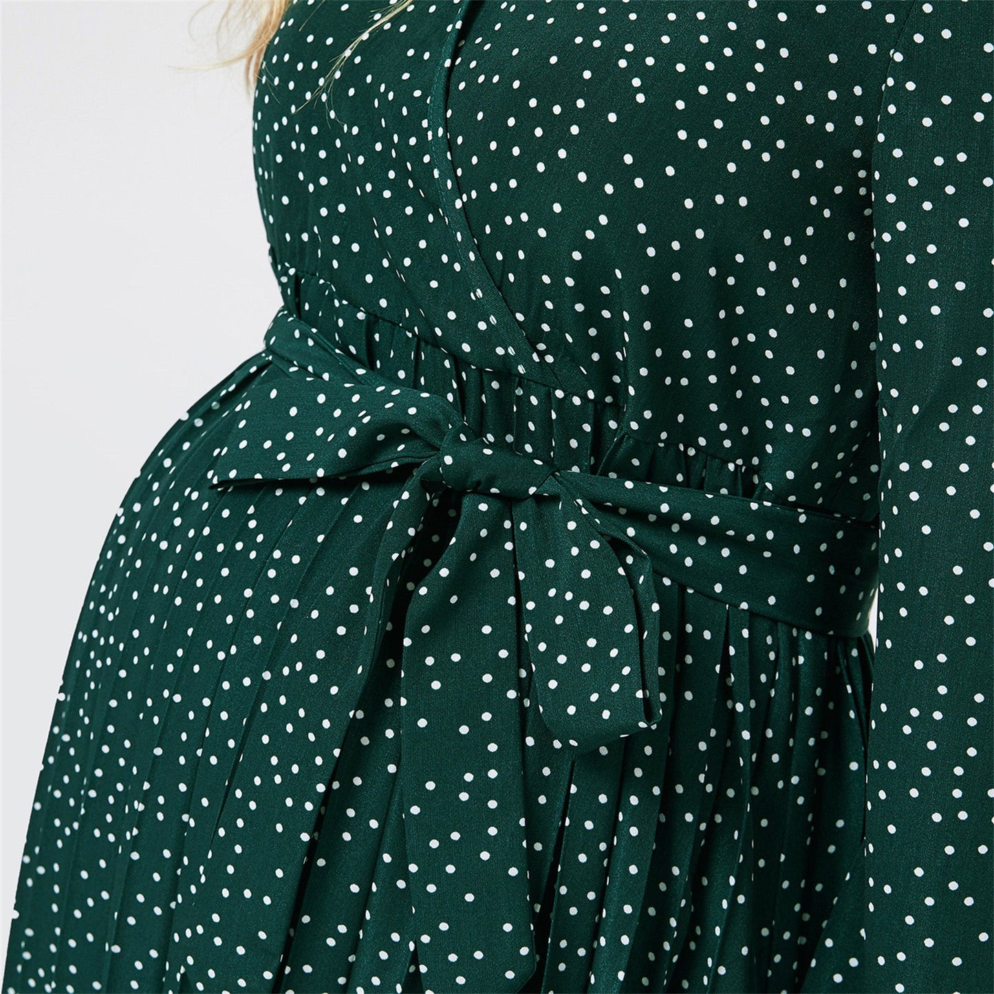 Lovevop Nursing Polka Dot Long-Sleeve Belted Dress