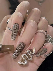 lovevop Hand Made Snakeskin Design Extension Nails