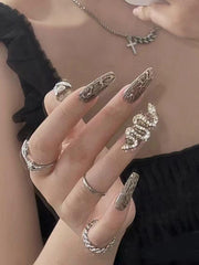 lovevop Hand Made Snakeskin Design Extension Nails