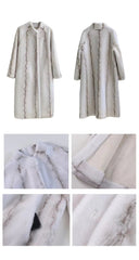 lovevop Elegant Eco-friendly Mink Velvet Integrated Fur Long Coat