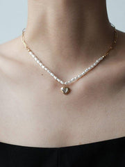 lovevop Vintage Heart Shape Beads Necklace