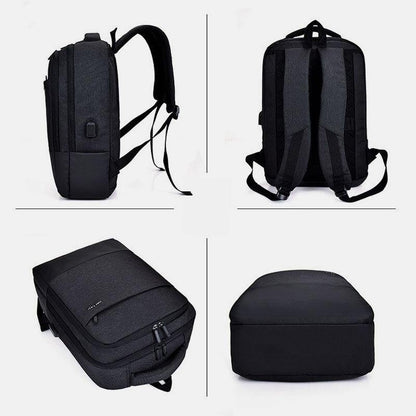 lovevop Men Nylon USB Charging Casual Large Capacity 15.6 Inch Laptop Bag Travel Backpack