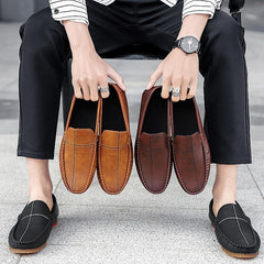 lovevop Doudou Men's Casual Lazy Small Leather Lightweight Driving Men's Soft-soled Men's Shoes