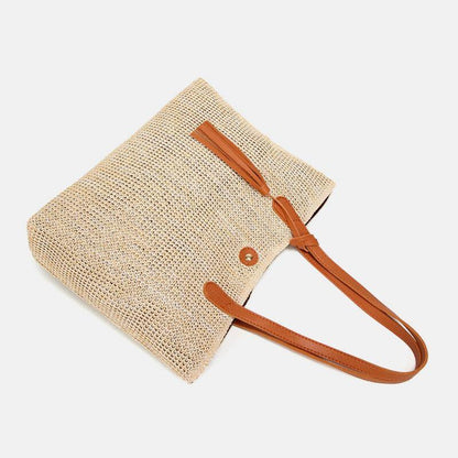 lovevop Women Tassel Decoration Large Capacity Hollow Straw Bags Handbag Shoulder Bag Beach Bag