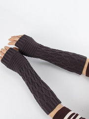 lovevop Solid Color Keep Warm Jacquard Knitted Sleevelet