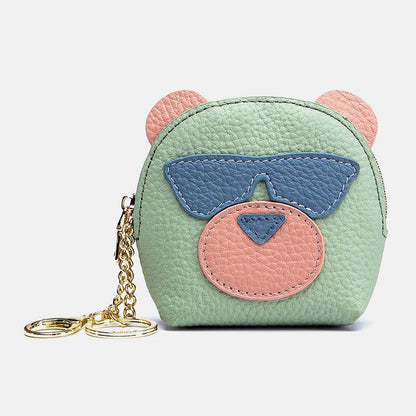 elvesmall Women Genuine Leather Cute Bear Creative Mini Coin Bag Small Wallet For Card Key Mini Lipstick