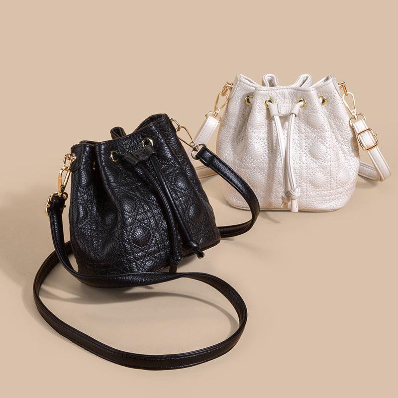 lovevop Cowhide Bucket Cloud Pearl Handbag