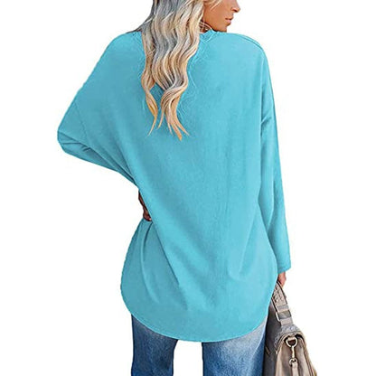 🔥Women's loose long sleeve fashion V-neck knit top🔥