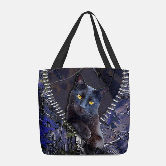 lovevop Women Felt Cute 3D Three-dimensional Cartoon Black Cat Branch Pattern Shoulder Bag Handbag Tote