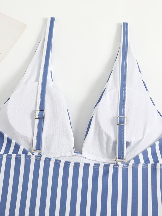 One-piece striped triangle beach sexy swimsuit