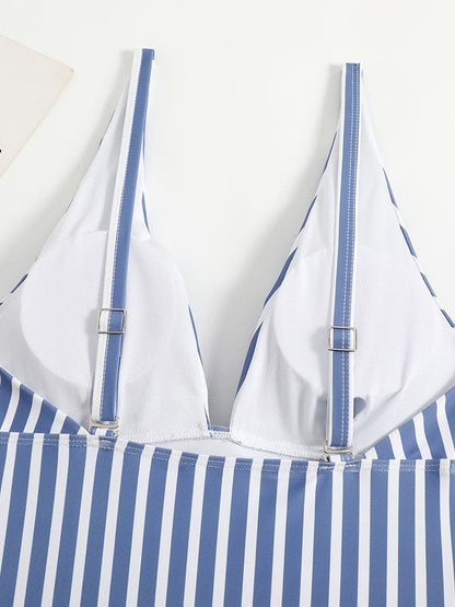 One-piece striped triangle beach sexy swimsuit