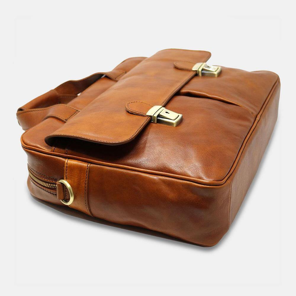 lovevop Men PU Leather Multi-pocket 14 Inch Laptop Bag Messenger Bag Travel Crossbody Bag Handbag