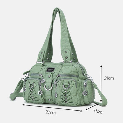 lovevop Angel Kiss Women PU Leather Multi-carry Solid Color Fashion Casual Shoulder Bag Crossbody Bag Handbag