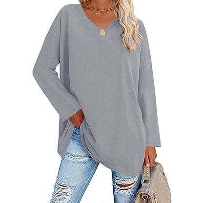 🔥Women's loose long sleeve fashion V-neck knit top🔥