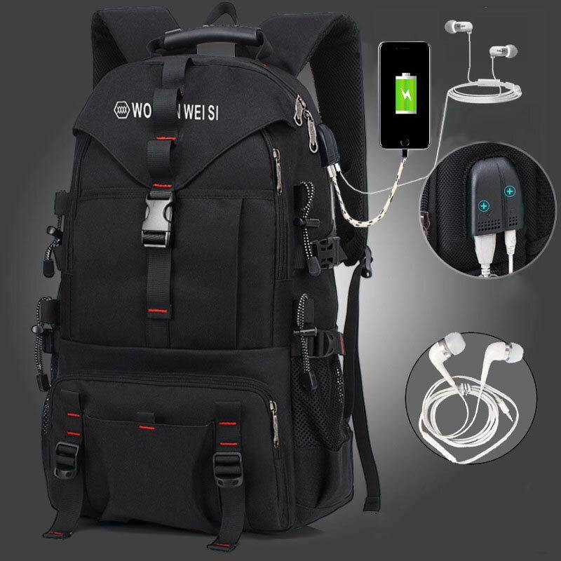 lovevop Men Large Capacity Outdoor Waterproof USB Charging Multi-pocket 14 Inch Laptop Bag Travel Climbing Backpack