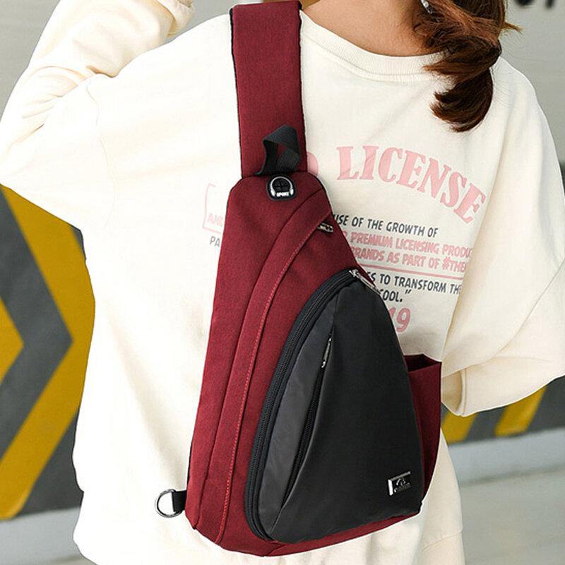 lovevop Unisex Nylon Light Weight Contrast Color Casual Outdoor Travel Multi-carry Shoulder Bag Crossbody Bag Chest Bag