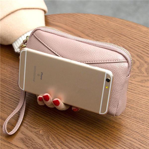 lovevop Women Genuine Cowhide 6.3 Inches Phone Clutch Wallet Keys Card Coin Holder 5 Colors