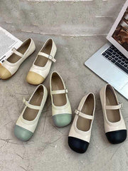 lovevop Leisure Fashion Contrast Color Split-Joint Flat Heel Loafer Shoes