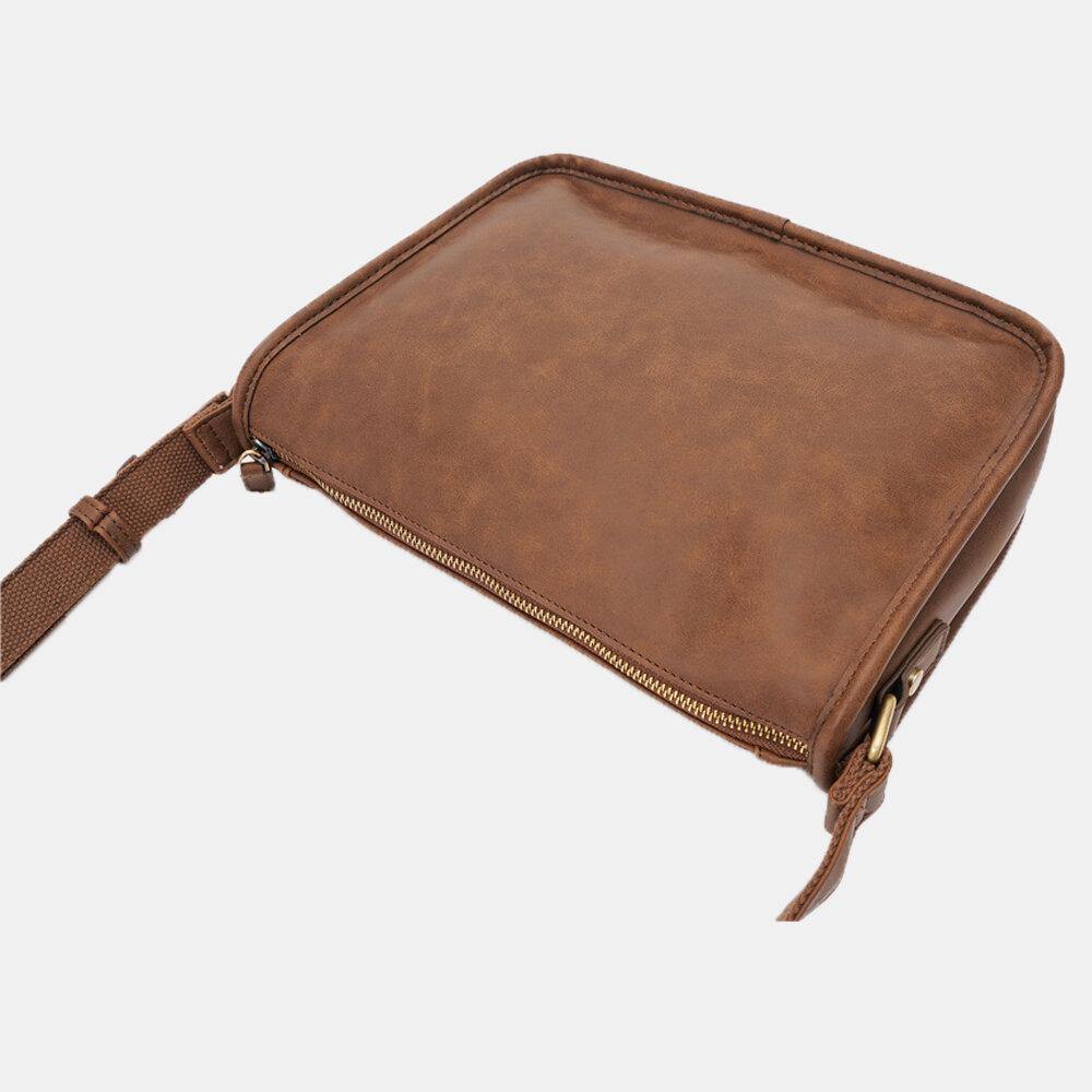 lovevop Men PU Leather Large Capacity Vintage 6.3 Inch Phone Bag Messenger Bag Crossbody Bags Shoulder Bag
