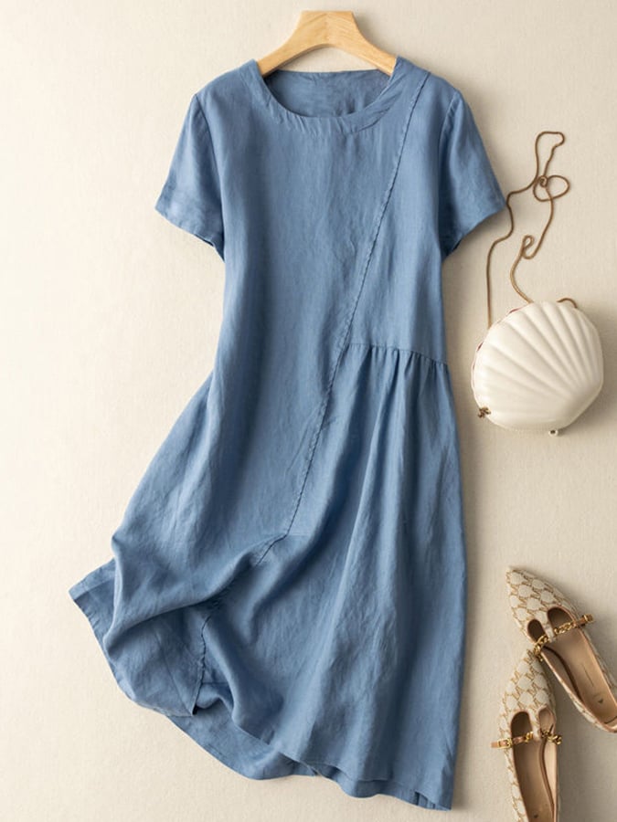 Short Sleeved Cotton Loose Dress