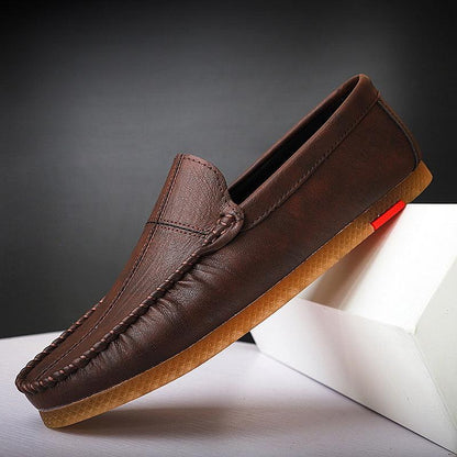 lovevop Doudou Men's Casual Lazy Small Leather Lightweight Driving Men's Soft-soled Men's Shoes