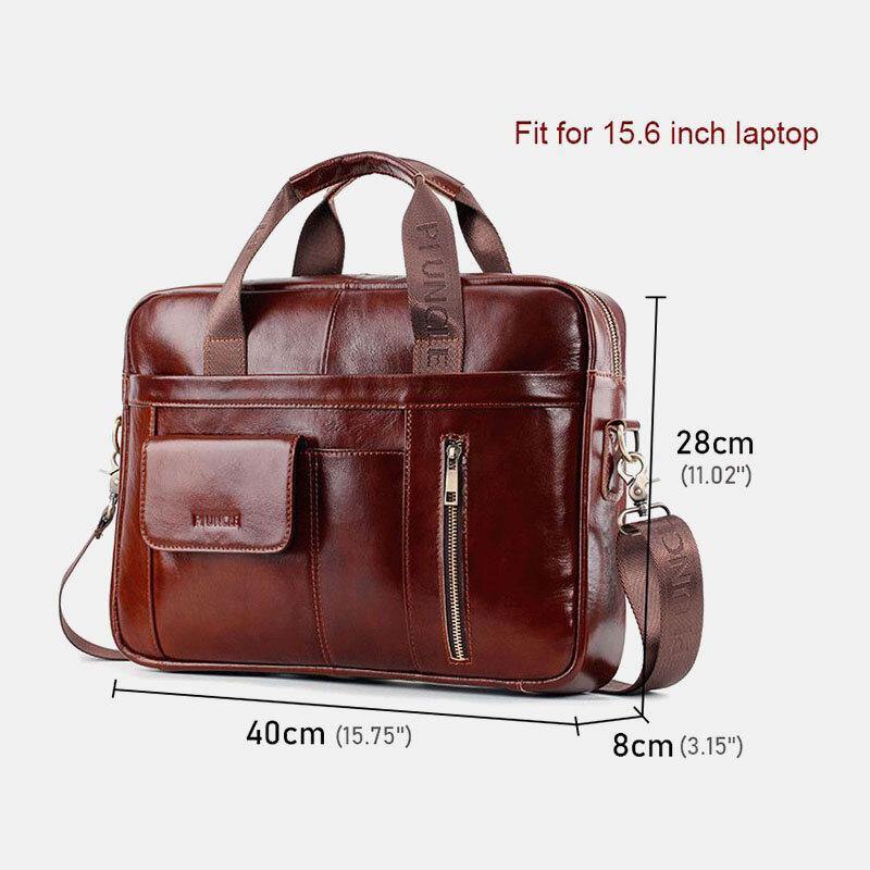 lovevop Men Genuine Leather Multifunction Large Capacity Multi-pocket Crossbody Bag Shoulder Bag Handbag Messenger Briefcase