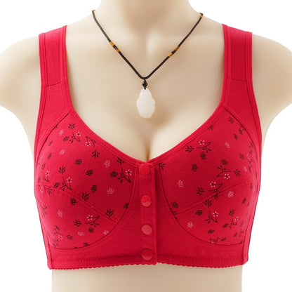 Comfortable bra with button placket in front