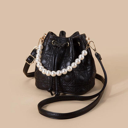 lovevop Cowhide Bucket Cloud Pearl Handbag