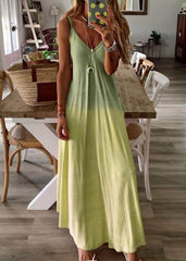 Summer V-neck solid color gradient casual dress