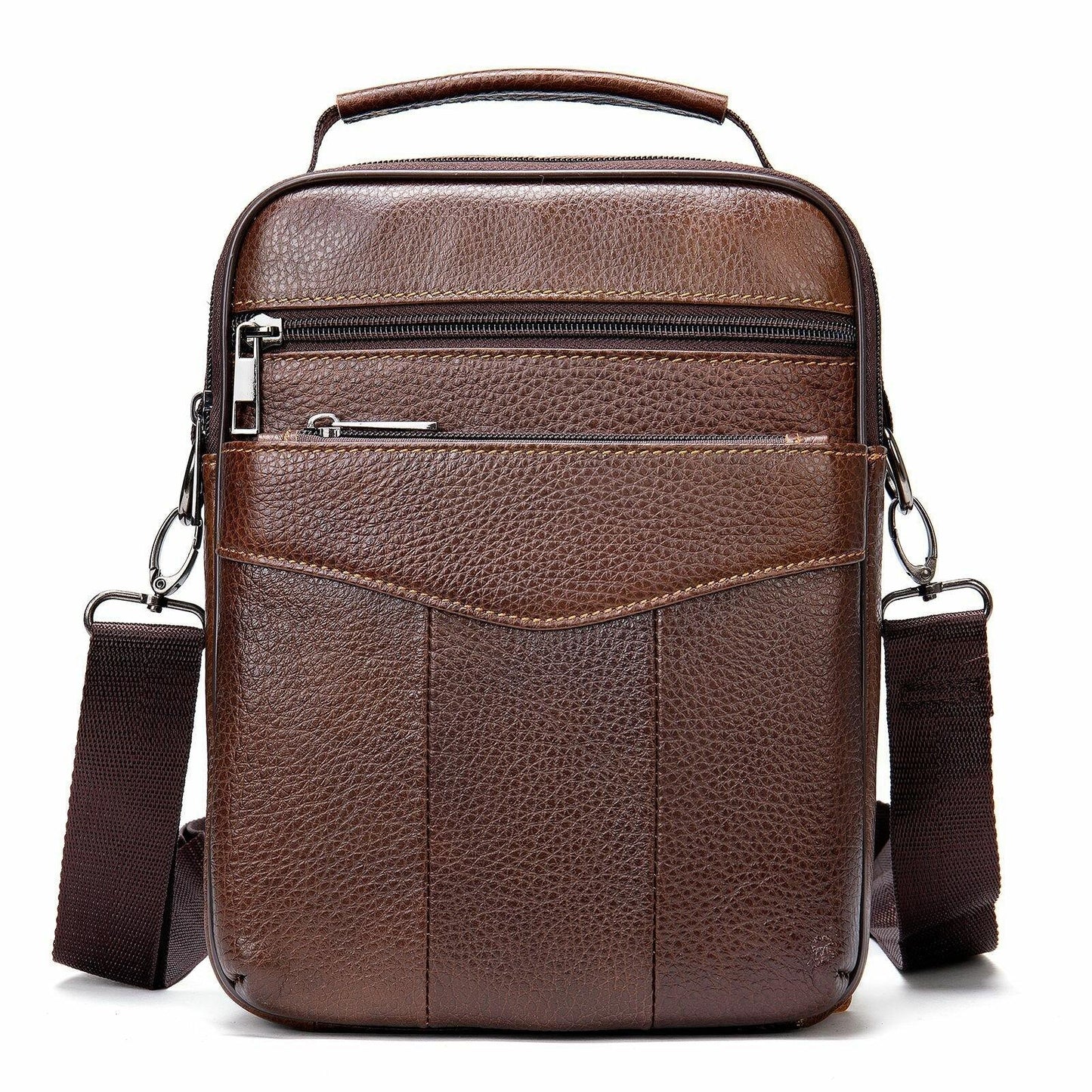 lovevop Men Genuine Leather Retro Business Vertical Handbag Crossbody Bag