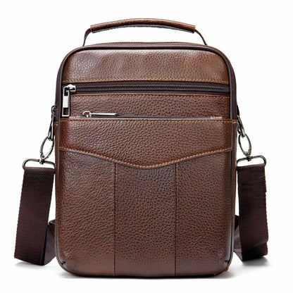 lovevop Men Genuine Leather Retro Business Vertical Handbag Crossbody Bag