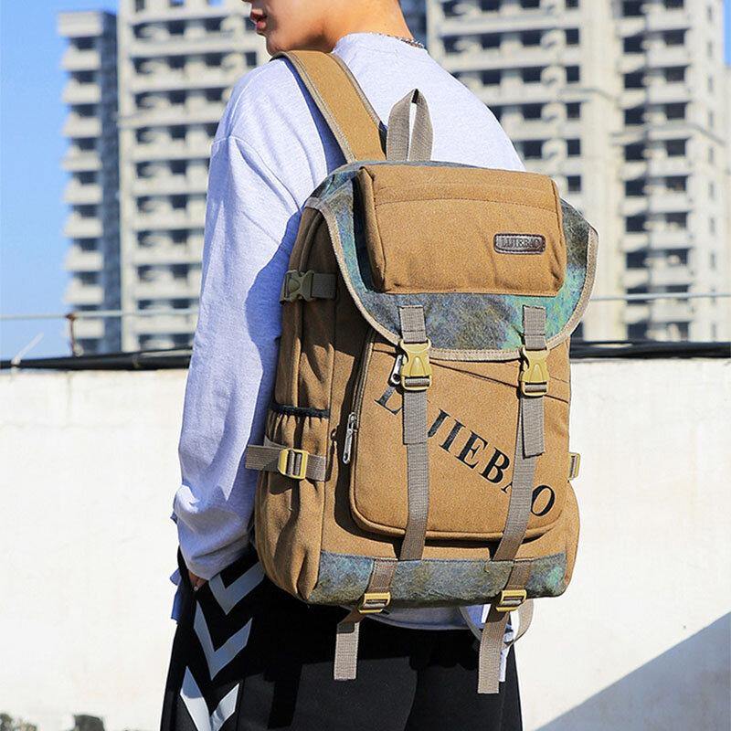 lovevop Men Canvas Large Capacity Tactical Outdoor Travelling 14 Inch Laptop Bag School Bag Backpack