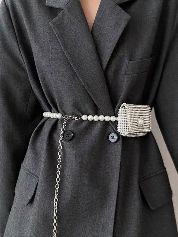 lovevop Original Cool Stylish Beads Chains Artificial Diamond Bag Belt