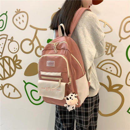 lovevop School Bag Female Junior High School Student Backpack Large Capacity Backpack