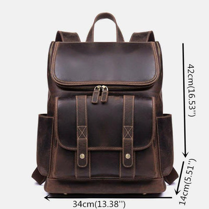 lovevop Men Vintage Multi-pocket Anti-theft 15.6 Inch Laptop Backpack