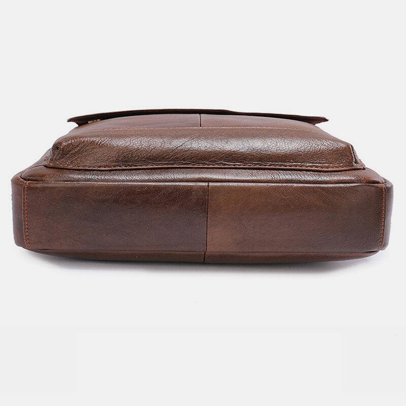lovevop Men Genuine Leather Large Capacity Anti-theft Vintage 6.5 Inch Phone Bag Messenger Briefcase Shoulder Bag Crossbody Bag Handbag