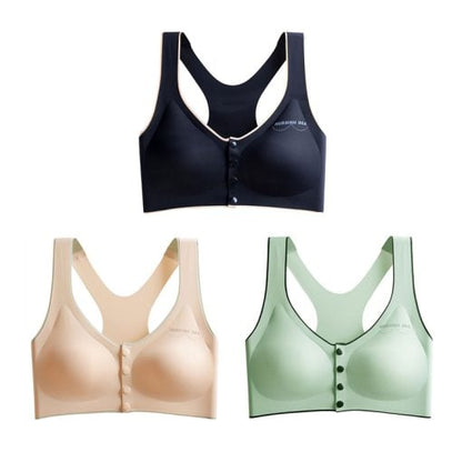 2022 New Arrival Plus Size Ice Silk Front Button Sleeping Yoga Bra