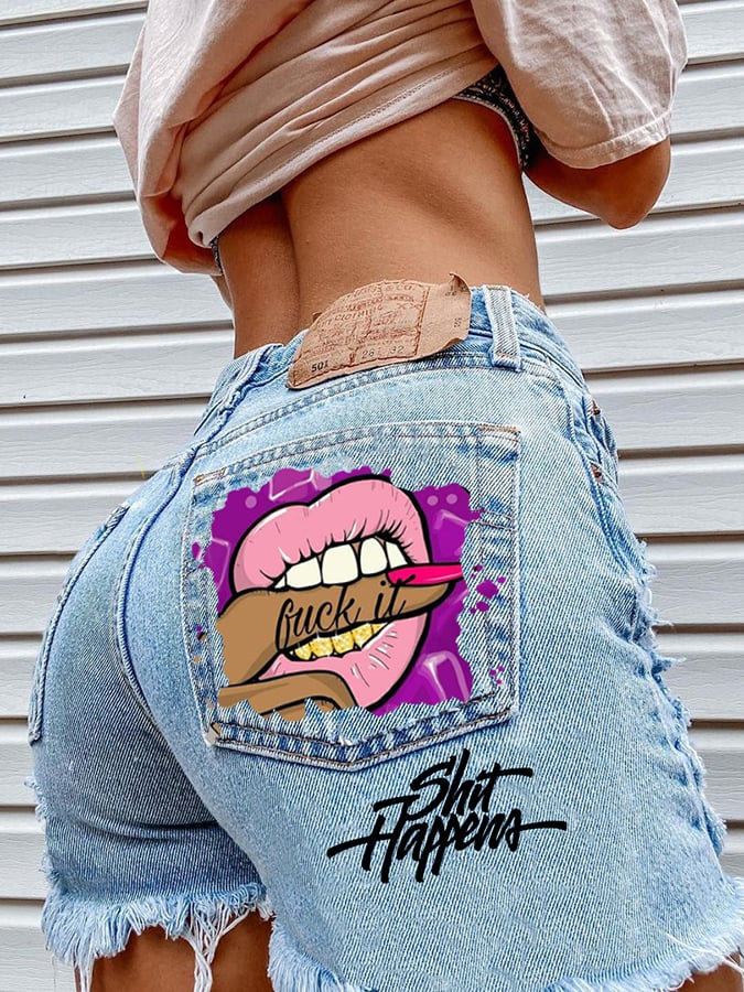 Fashion Print Hip Sexy Denim Shorts