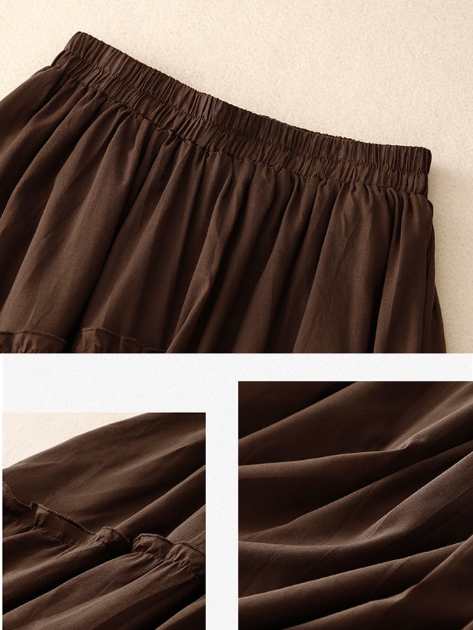 Lovevop Irregular Ruffled Paneled Double-Layer Elastic Waist Skirt